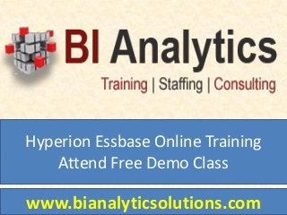 Hyperion Essbase Online Training
Attend Free Demo Class
www.bianalyticsolutions.com
 
