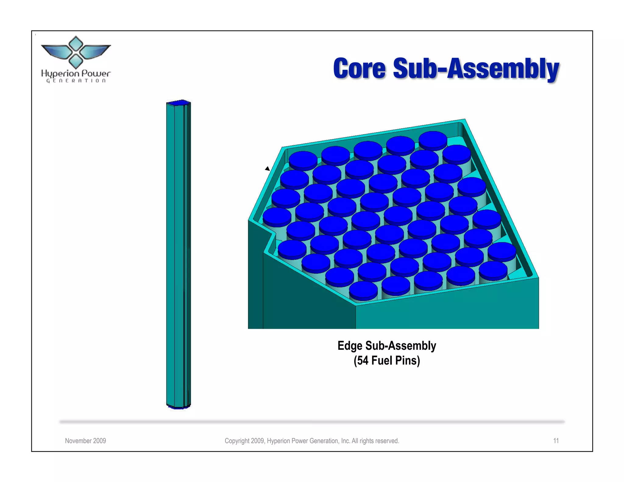 Edge Sub-Assembly
                                                             (54 Fuel Pins)




November 2009   Copyright 2009, Hyperion Power Generation, Inc. All rights reserved.   11
 
