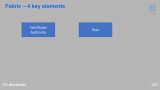 10
Fabric – 4 key elements
Certificate
Authority
Peer
 
