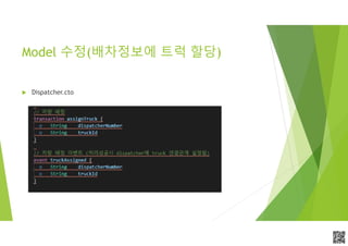 APCPCWM_4828539:WP_0000010WP_0000010APCPCWM_4828539:WP_0000010WP_000001
Model 수정(배차정보에 트럭 할당)
 Dispatcher.cto
 