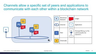 ISEM4035 45© 2019 Daniel K.C. Chan. All rights reserved.
Channels allow a specific set of peers and applications to
communicate with each other within a blockchain network
Hyperledger Overview
 