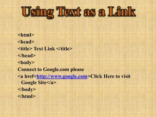 Text Based Hyperlink Html Hyperlink | PPTX