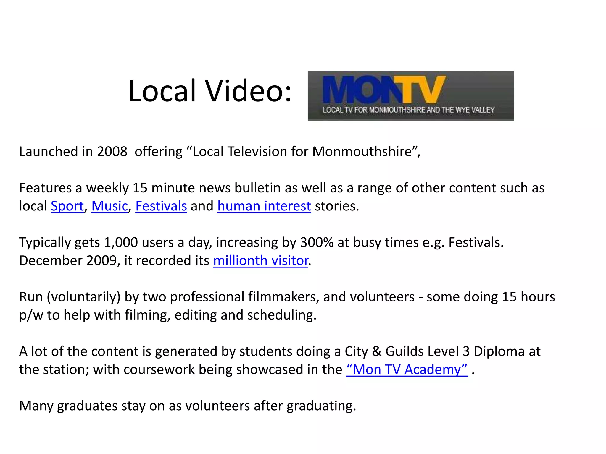 UK examples of traditional local and hyper-local media