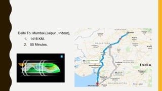 Delhi To Mumbai (Jaipur , Indoor),
1. 1416 KM.
2. 55 Minutes.
 