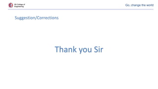RV College of
Engineering
Go, change the world
Suggestion/Corrections
Thank you Sir
 
