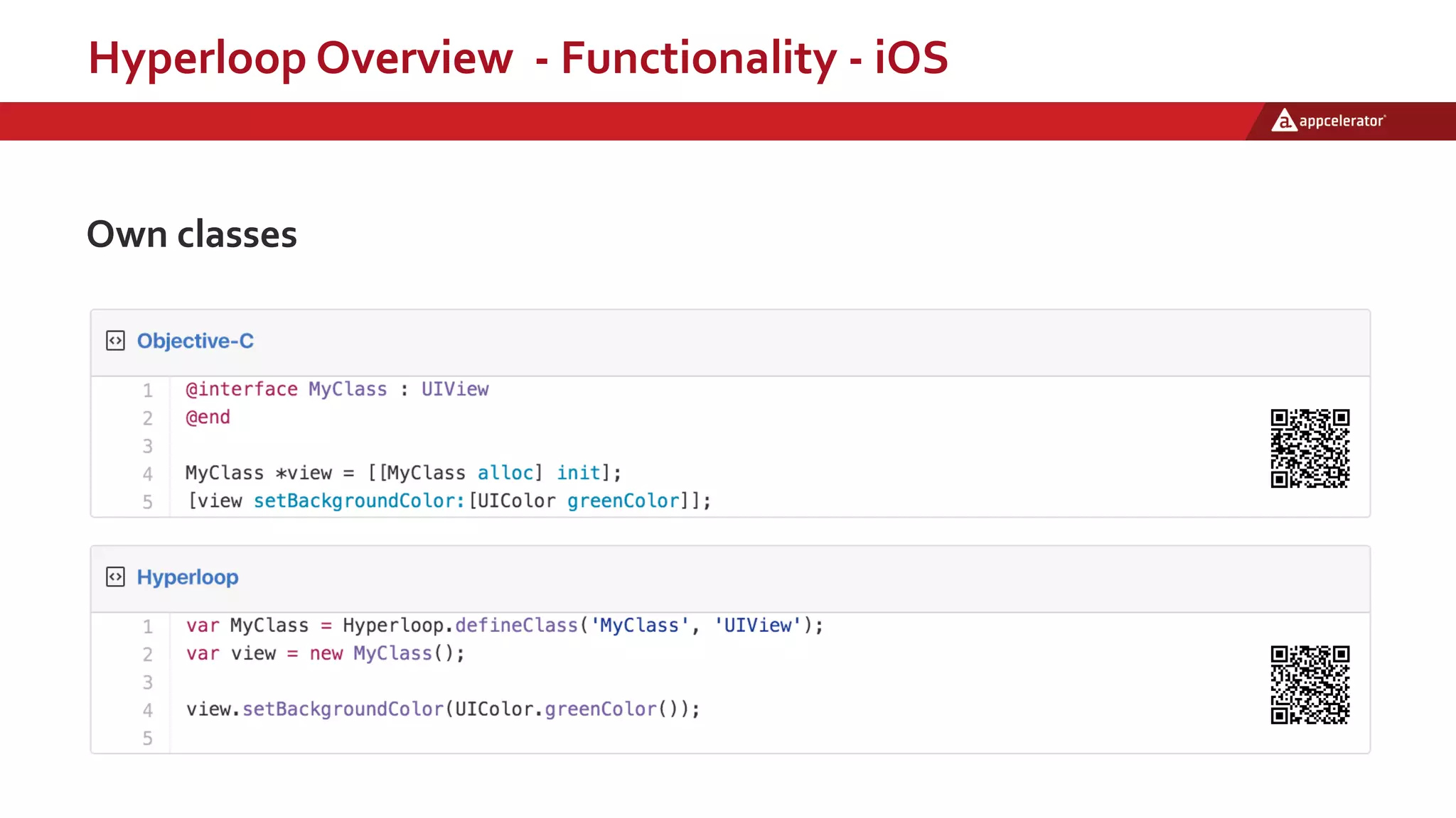 Hyperloop Overview - Functionality - iOS
Own classes
 
