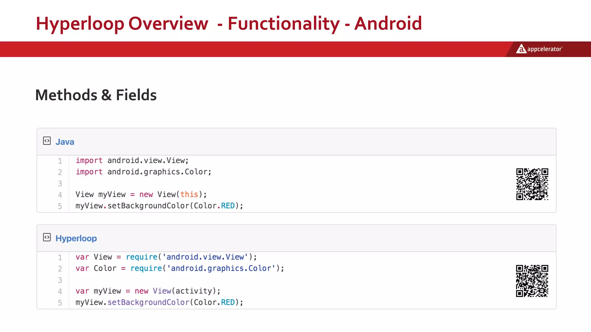 Hyperloop Overview - Functionality - Android
Methods & Fields
 