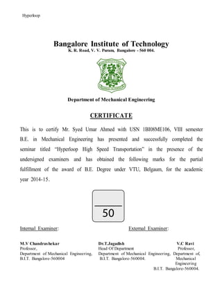 Hyperloop VTU Seminar Report | PDF