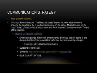 COMMUNICATION STRATEGY
•

Multi-platform channels

•

Message: Focused around “The Need for Speed” theme, futuristic adver...