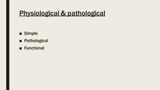 Physiological & pathological
■ Simple
■ Pathological
■ Functional
 