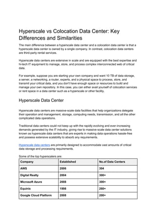 Hyperscale vs Colocation Data Centers: Key Differences, Advantages, and ...