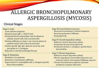 ALLERGIC BRONCHOPULMONARY
ASPERGILLOSIS (MYCOSIS)
Clinical Stages
 