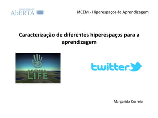 MCEM - Hiperespaços de Aprendizagem Caracterização de diferentes hiperespaços para a aprendizagem Margarida Correia 