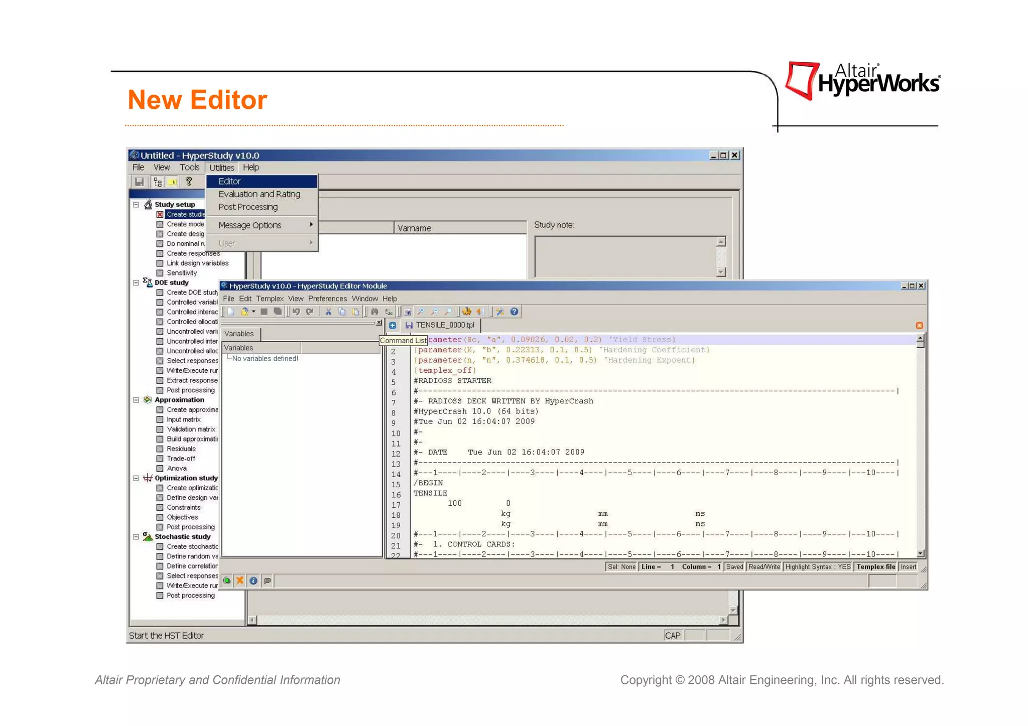 New Editor




Altair Proprietary and Confidential Information   Copyright © 2008 Altair Engineering, Inc. All rights reserved.
 