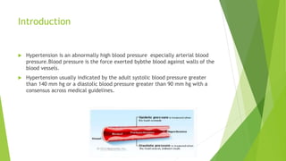 Blood
pressure[mmHg]p
Systolic[upper number] Diastolic[ lower
number]Normal
Normal Less than 120 Lower than 80
Pre hyperte...