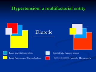 Choice of anti-hypertensive drugs in patient with concomitant disease 
Concomitant disease 
Diuretics 
B-Blockers 
ACEI 
Ca channel blocker 
Alpha blocker 
ARB 
Diabetes 
Careful 
Careful 
Yes 
Yes 
Yes 
Yes 
Gout 
No 
Yes 
Yes 
Yes 
Yes 
Yes/No 
Hyperlipidemia 
Careful 
Careful 
Yes 
Yes 
Yes 
Yes 
IHD 
Yes 
Yes 
Yes 
Yes 
Yes 
Yes 
Heart Failure 
Yes 
Careful 
Yes 
Careful 
Yes 
Yes 
Asthma 
Yes 
No 
Yes 
Yes 
Yes 
Yes 
PVD 
Yes 
Careful 
Yes 
Yes 
Yes 
Yes 
Renal impairment 
Yes 
Yes 
Careful 
Yes 
Yes 
Careful 
Renal A Stenosis 
Yes 
Yes 
Careful 
Yes 
Yes 
Careful 
Elderly with no co morbid cond. 
Yes 
Yes 
Yes 
Yes 
Yes 
Yes  