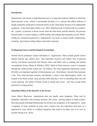 Hypertension (High Blood Pressure) Health | DOCX