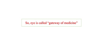 So, eye is called “gateway of medicine”
 