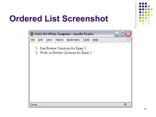 31
Ordered List Screenshot
 