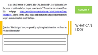 WHAT CAN
I DO?
ACTIVITY 4
 
