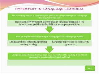 HYPERTEXT IN LANGUAGE LEARNING Next 