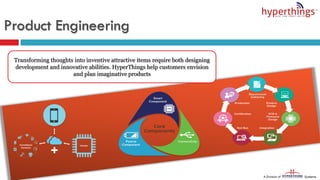 Product Engineering
Transforming thoughts into inventive attractive items require both designing
development and innovative abilities. HyperThings help customers envision
and plan imaginative products
 