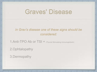 In Grav’s disease one of these signs should be
considered:
Graves' Disease
 