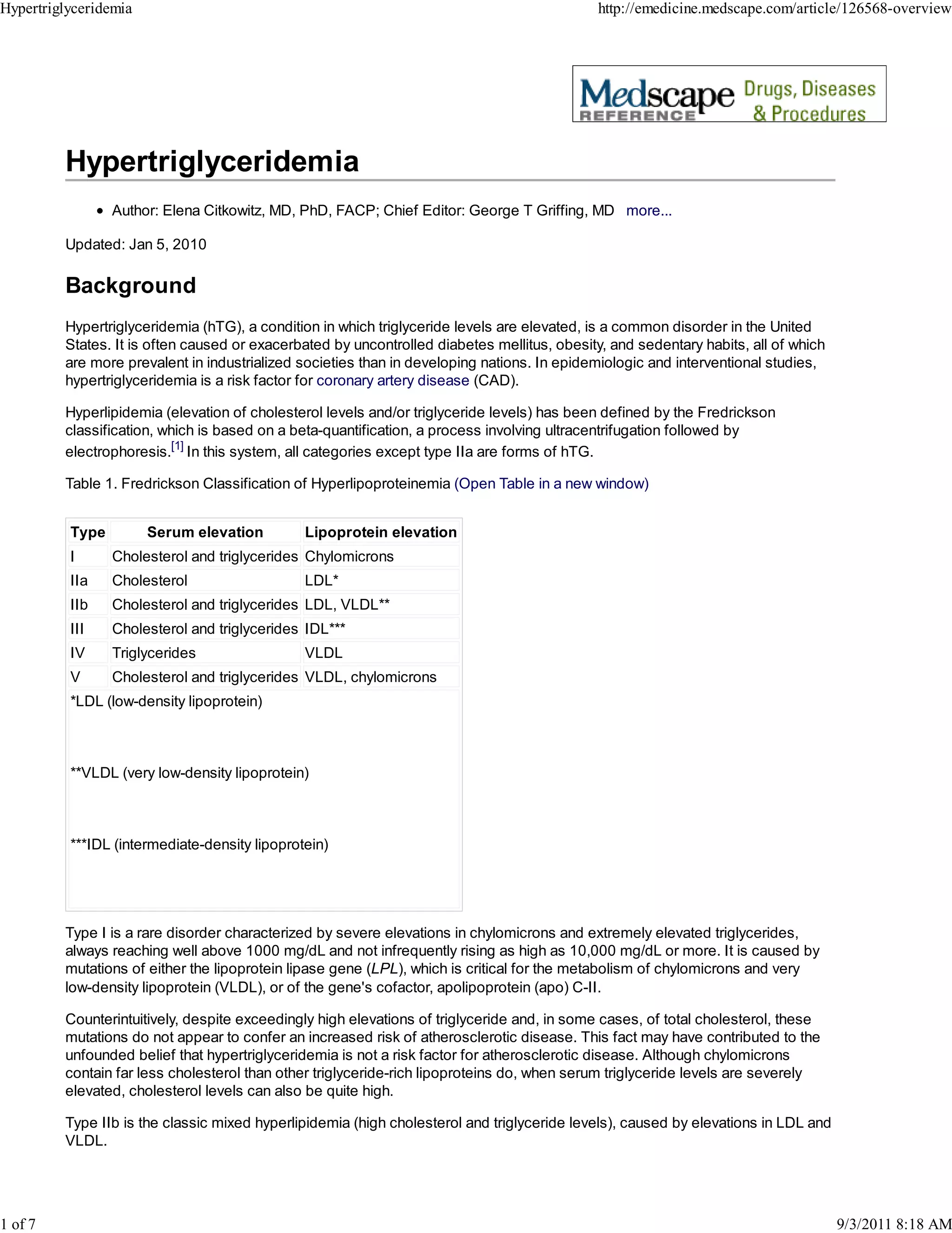 Hypertriglyceridemia | PDF