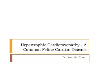 Hypertrophic Cardiomyopathy - A
Common Feline Cardiac Disease
Dr Jennifer Creed
 