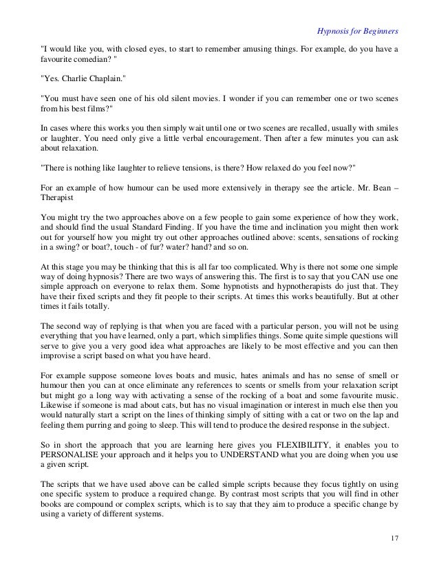 Hypnotherapy Scripts Pdf Hypnotherapy to Lose Weight