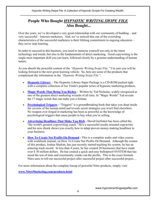 Copywriting Swipe File.pdf Hypnotic writing-swipe-file | PDF