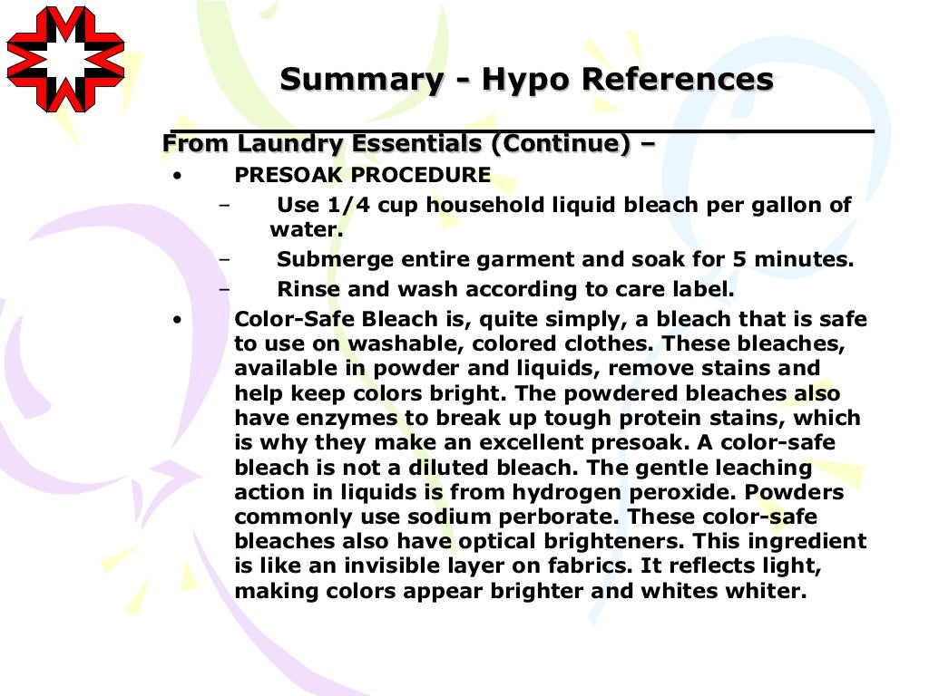 Hypo hypo and water treatment