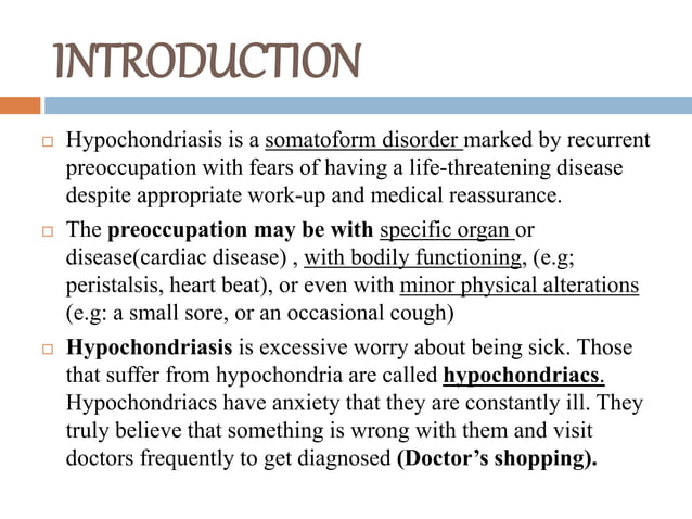 case study example pertaining to hypochondriasis