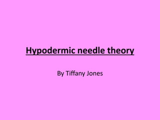 Hypodermic needle theory 
By Tiffany Jones 
 