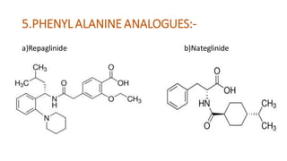 5.PHENYL ALANINE ANALOGUES:-
a)Repaglinide b)Nateglinide
 