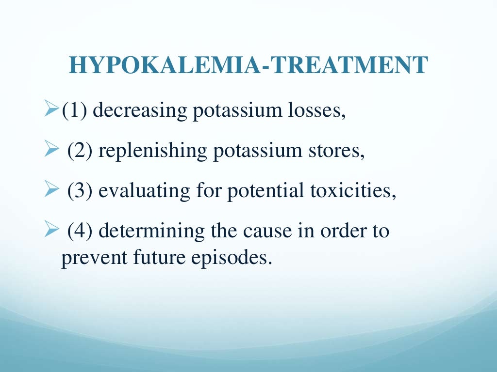 Hypokalemia diagnosis, causes and treatment