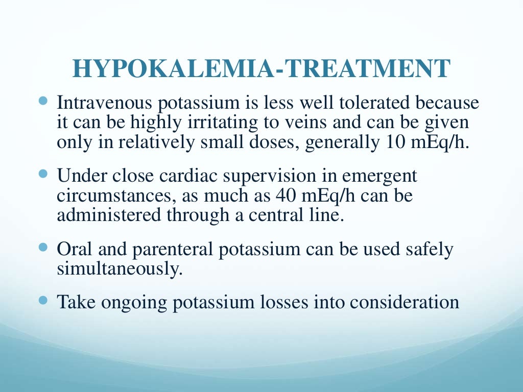 Hypokalemia diagnosis, causes and treatment