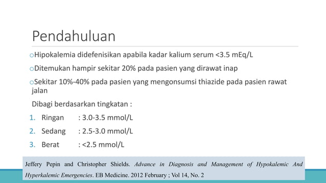 Hipokalemia (Hypokalemia) - Presentasi Kasus | PPTX