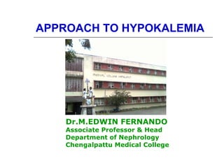 APPROACH TO HYPOKALEMIA Dr.M.EDWIN FERNANDO Associate Professor & Head  Department of Nephrology Chengalpattu Medical College 