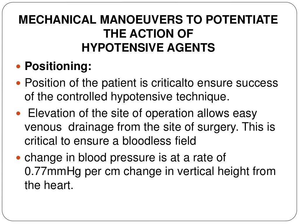 Hypotensive anesthesia