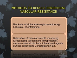 METHODS TO REDUCE PERIPHERAL
VASCULAR RESISTANCE
 