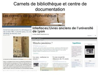 Carnets de bibliothèque et centre de documentation 