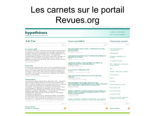 Les carnets sur le portail Revues.org 