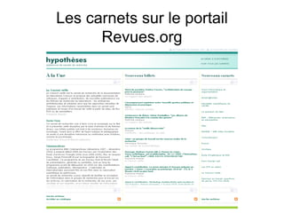 Les carnets sur le portail Revues.org 