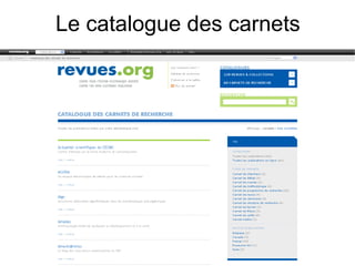 Le catalogue des carnets 