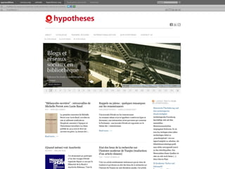 Les disciplines sur Hypothèses, janvier 2012
 