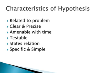  Related to problem
 Clear & Precise
 Amenable with time
 Testable
 States relation
 Specific & Simple
 