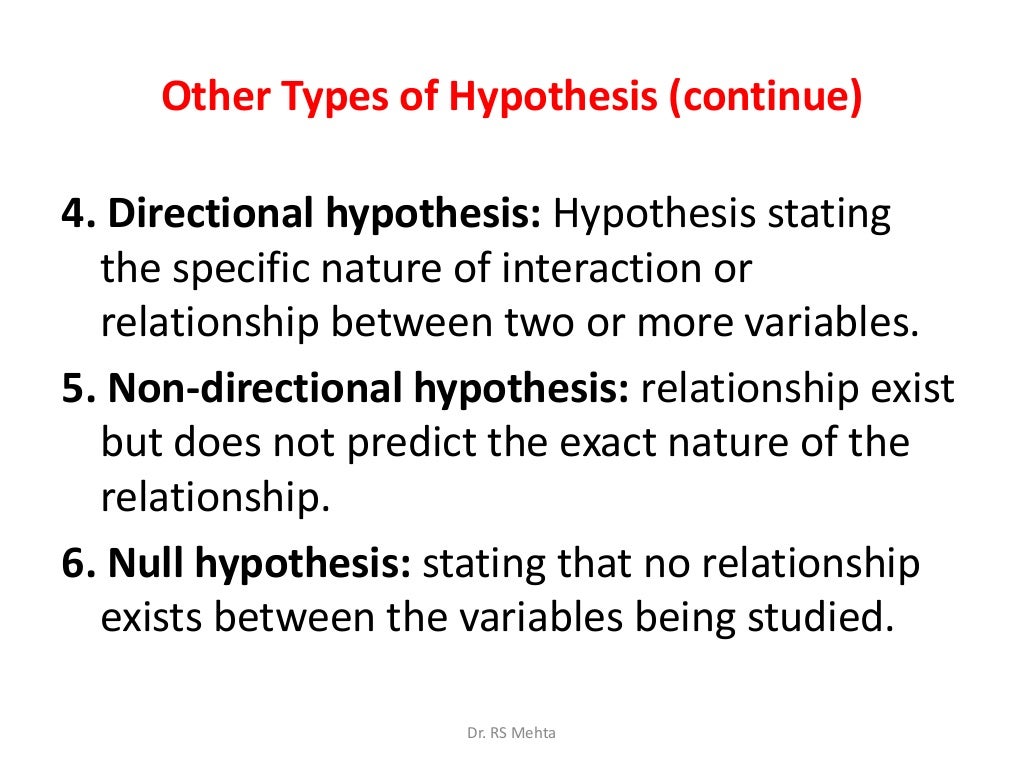 an example of a non directional hypothesis