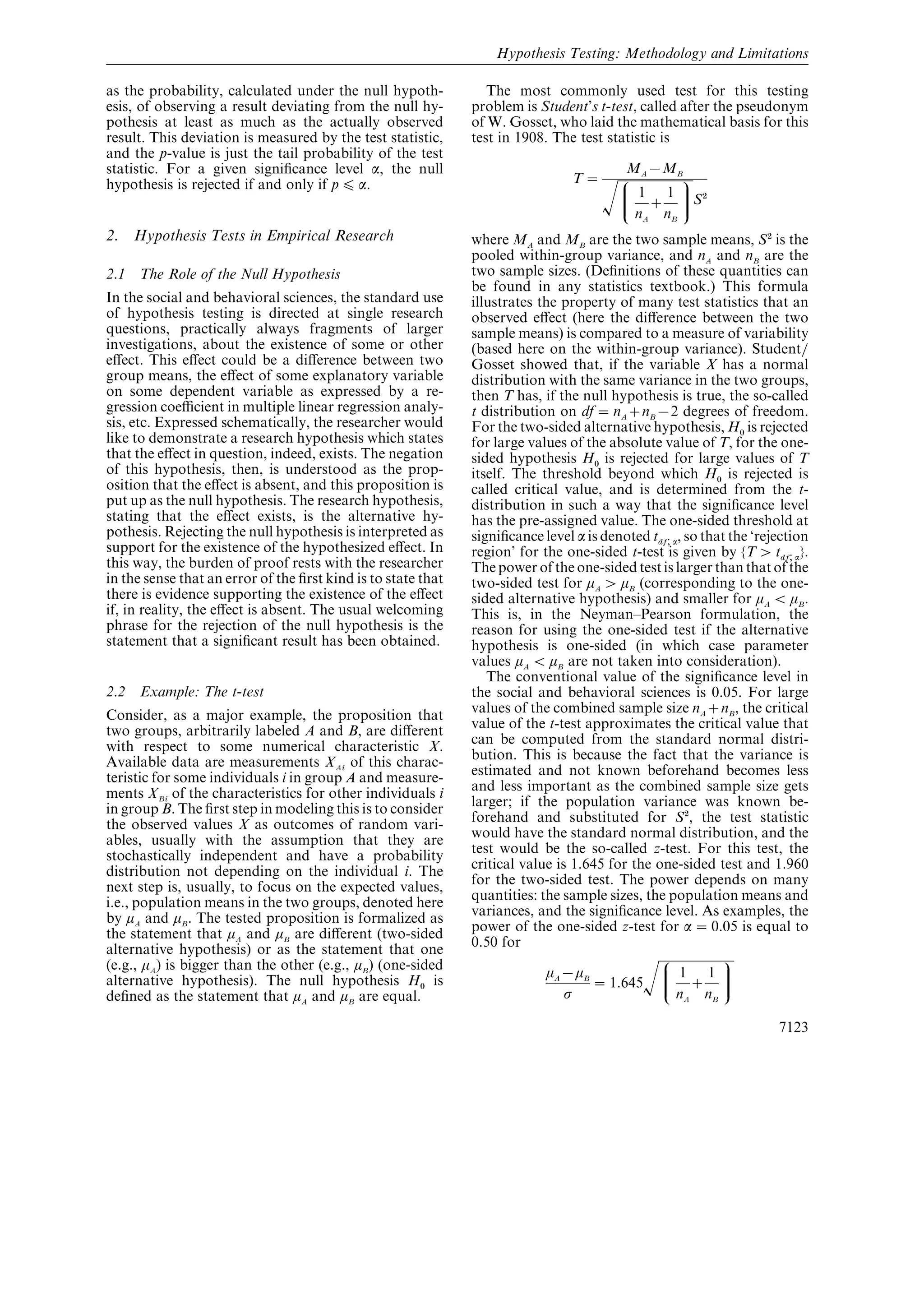 Hypothesis in rm | PDF