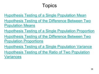 Hypothesis Testing Topics Hypothesis testing | PPTX
